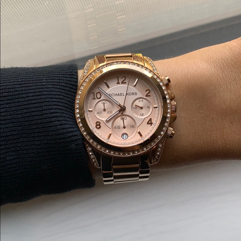 Michael Kors rose gold watch with crystals